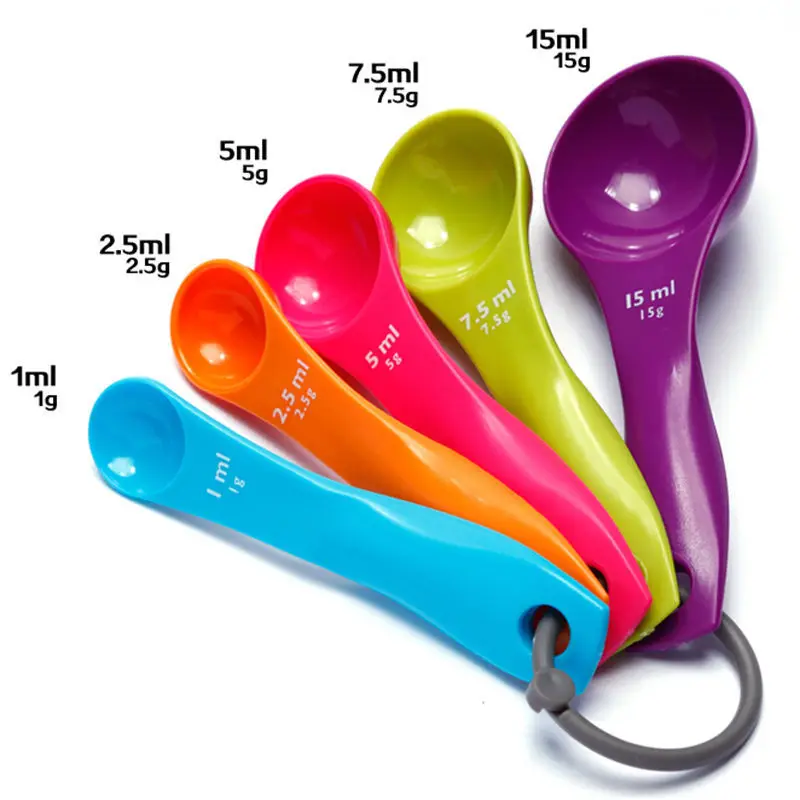 5Pcs Lovely Colorful Plastic Measuring Cups Measuring Spoon Kitchen Tools Kids Spoons Measuring Set Tools